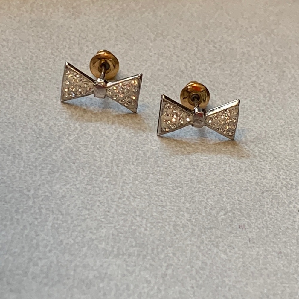 Diamond bow earrings